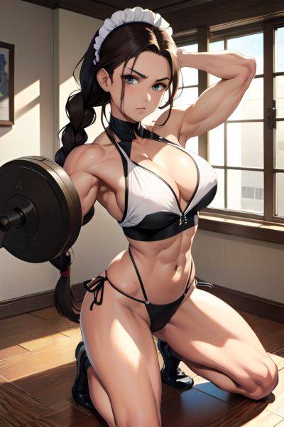 Anime Muscular Small Tits 40s Age Serious Face Brunette Braided Hair Style Light Skin Charcoal Prison Front View Working Out Maid 3685861478718693703 - AI Hentai - aihentai.co on pornsimulated.com