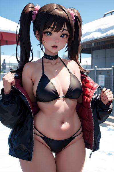 Anime Chubby Small Tits 70s Age Ahegao Face Brunette Pigtails Hair Style Dark Skin Cyberpunk Snow Front View T Pose Bikini 3685977441754225386 - AI Hentai - aihentai.co on pornsimulated.com