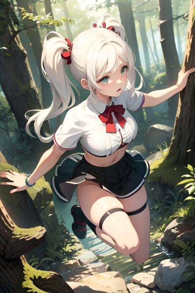 Anime Busty Small Tits 60s Age Sad Face White Hair Pigtails Hair Style Light Skin Dark Fantasy Forest Front View Jumping Mini Skirt 3686143657142299373 - AI Hentai - aihentai.co on pornsimulated.com