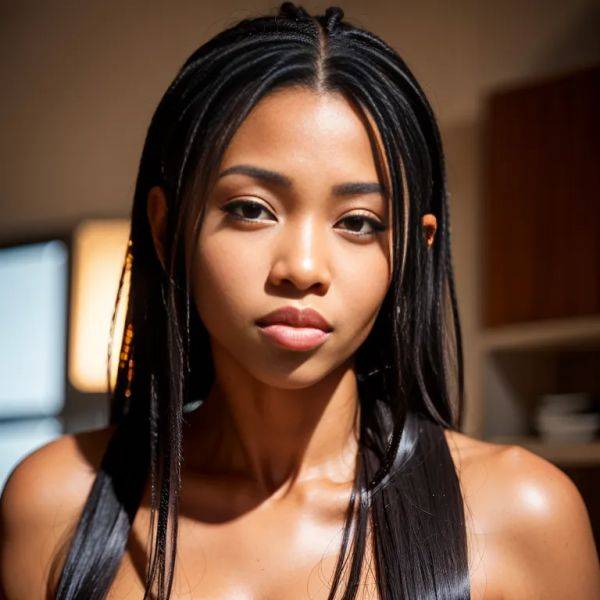 Black people, ,woman,twenties,(RAW photo, best quality, masterpiece:1.1), (realistic, photo-realistic:1.2), ultra-detailed, ultra high res, physically-based rendering,long hair,double tail,black hair,brown eyes,beautiful,(adult:1.5) - pornmake.ai on pornsimulated.com