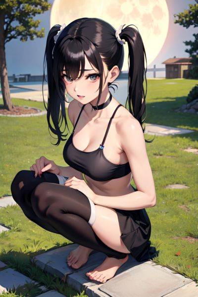 Anime Skinny Small Tits 60s Age Ahegao Face Brunette Pigtails Hair Style Dark Skin Crisp Anime Moon Close Up View Squatting Goth 3686769863989018851 - AI Hentai - aihentai.co on pornsimulated.com