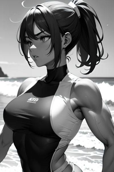 Anime Muscular Small Tits 30s Age Serious Face Ginger Ponytail Hair Style Dark Skin Black And White Beach Close Up View T Pose Nurse 3686835576263390500 - AI Hentai - aihentai.co on pornsimulated.com