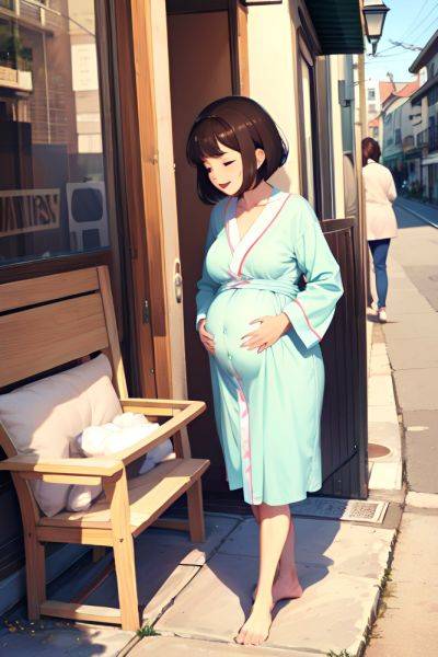 Anime Pregnant Small Tits 60s Age Happy Face Brunette Pixie Hair Style Light Skin Soft + Warm Street Front View Sleeping Bathrobe 3686897424519339695 - AI Hentai - aihentai.co on pornsimulated.com
