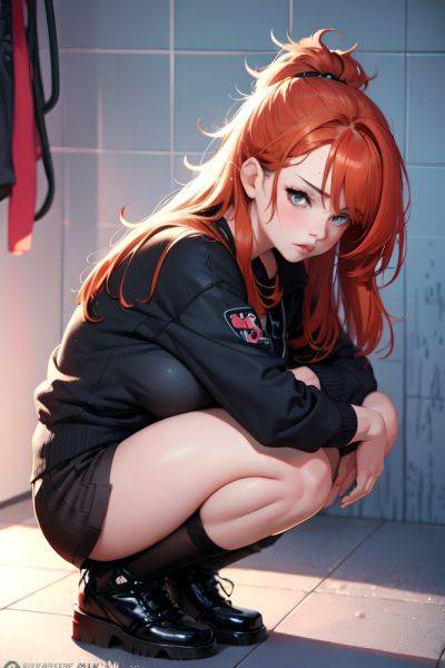 Anime Busty Small Tits 40s Age Pouting Lips Face Ginger Messy Hair Style Light Skin Cyberpunk Shower Side View Squatting Goth 3686909019095222587 - AI Hentai - aihentai.co on pornsimulated.com