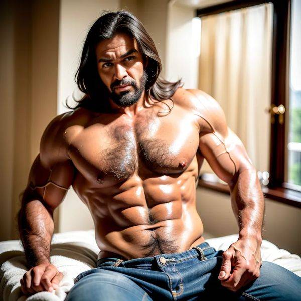 , Arabs,manly man,elder,(RAW photo, best quality, masterpiece:1.1), (realistic, photo-realistic:1.2), ultra-detailed, ultra high res, physically-based rendering,long hair,black hair,blue eyes,seductive,huge breasts,huge ass,abs,massage,(adult:1.5) - pornmake.ai on pornsimulated.com
