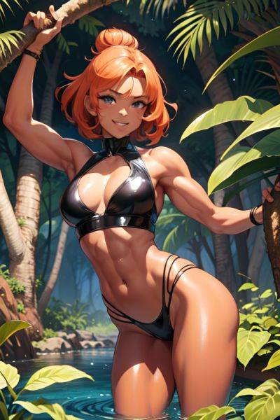 Anime Muscular Small Tits 50s Age Happy Face Ginger Hair Bun Hair Style Dark Skin Illustration Jungle Front View Straddling Latex 3687098428988607338 - AI Hentai - aihentai.co on pornsimulated.com
