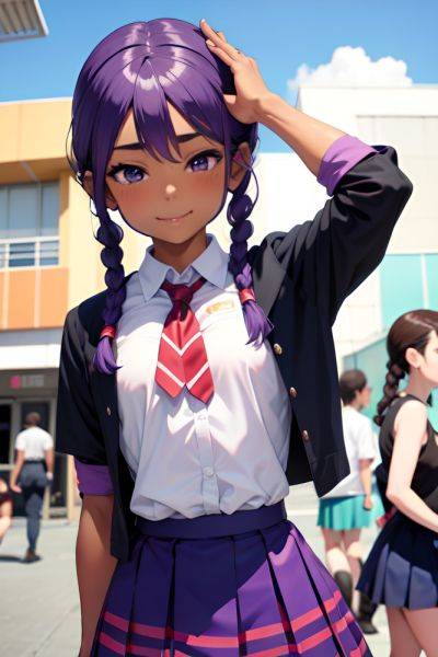 Anime Muscular Small Tits 30s Age Happy Face Purple Hair Braided Hair Style Dark Skin Crisp Anime Party Close Up View T Pose Schoolgirl 3687322625607788619 - AI Hentai - aihentai.co on pornsimulated.com