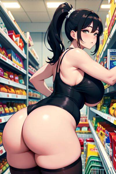 Anime Chubby Huge Boobs 80s Age Sad Face Black Hair Ponytail Hair Style Light Skin Dark Fantasy Grocery Front View Bending Over Fishnet 3687469512358542705 - AI Hentai - aihentai.co on pornsimulated.com
