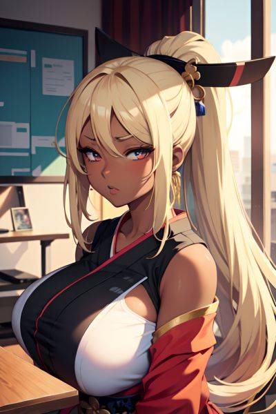 Anime Busty Huge Boobs 20s Age Sad Face Blonde Ponytail Hair Style Dark Skin Skin Detail (beta) Office Front View Yoga Geisha 3687465650827234502 - AI Hentai - aihentai.co on pornsimulated.com