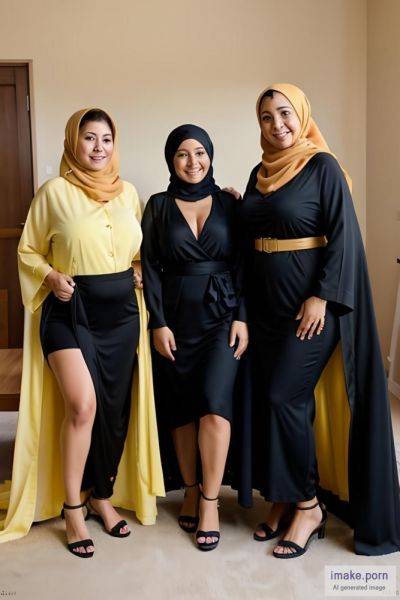 A group of happies bbw milfs in yellow abaya having funny with... - imake.porn on pornsimulated.com