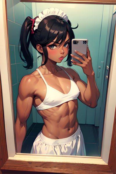 Anime Muscular Small Tits 60s Age Pouting Lips Face Black Hair Pixie Hair Style Dark Skin Mirror Selfie Prison Front View Gaming Maid 3683167246287876643 - AI Hentai - aihentai.co on pornsimulated.com
