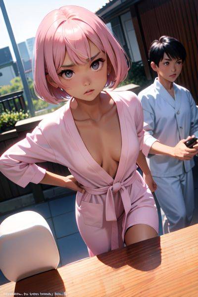 Anime Skinny Small Tits 50s Age Serious Face Pink Hair Bobcut Hair Style Dark Skin Film Photo Wedding Front View Working Out Bathrobe 3683252286641241360 - AI Hentai - aihentai.co on pornsimulated.com
