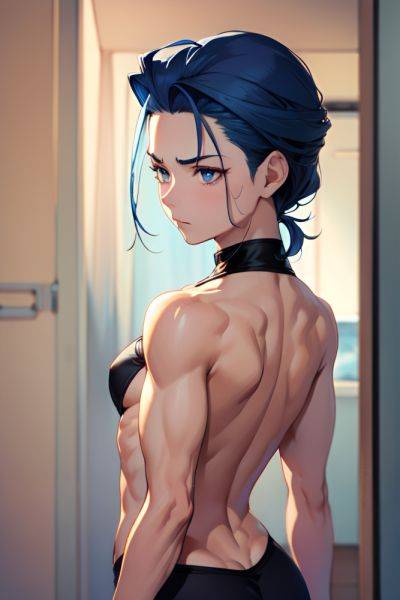 Anime Muscular Small Tits 40s Age Sad Face Blue Hair Slicked Hair Style Light Skin Soft + Warm Club Front View On Back Goth 3683306403852620095 - AI Hentai - aihentai.co on pornsimulated.com