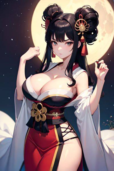Anime Busty Huge Boobs 30s Age Serious Face Black Hair Bangs Hair Style Light Skin Illustration Moon Front View On Back Geisha 3683395309676764052 - AI Hentai - aihentai.co on pornsimulated.com