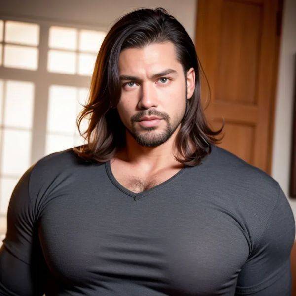 Manly man,thirties,(RAW photo, best quality, masterpiece:1.1), (realistic, photo-realistic:1.2), ultra-detailed, ultra high res, physically-based rendering,long hair,double tail,(adult:1.5) - pornmake.ai on pornsimulated.com