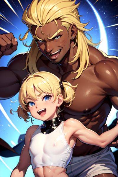 Anime Muscular Small Tits 80s Age Laughing Face Blonde Slicked Hair Style Dark Skin Dark Fantasy Party Front View Yoga Latex 3683453291650475774 - AI Hentai - aihentai.co on pornsimulated.com