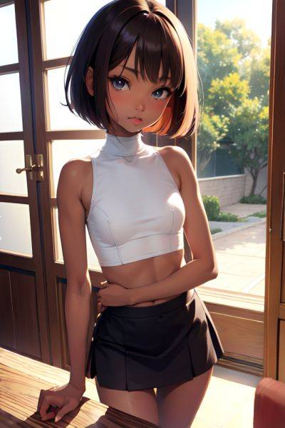 Anime Skinny Small Tits 18 Age Pouting Lips Face Ginger Bobcut Hair Style Dark Skin Soft + Warm Kitchen Front View Plank Mini Skirt 3687670519109682327 - AI Hentai - aihentai.co on pornsimulated.com