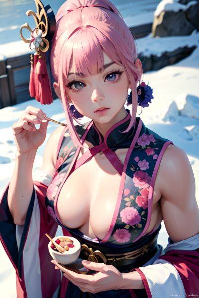 Anime Muscular Small Tits 30s Age Pouting Lips Face Pink Hair Bangs Hair Style Light Skin Vintage Snow Close Up View Eating Geisha 3687740097559857808 - AI Hentai - aihentai.co on pornsimulated.com