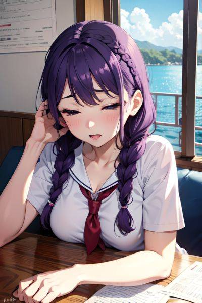 Anime Busty Small Tits 30s Age Ahegao Face Purple Hair Braided Hair Style Light Skin Illustration Yacht Close Up View Sleeping Schoolgirl 3689757874847984706 - AI Hentai - aihentai.co on pornsimulated.com