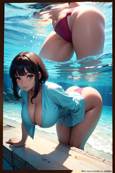 Anime Busty Huge Boobs 20s Age Happy Face Brunette Bangs Hair Style Dark Skin Film Photo Underwater Side View Bending Over Bathrobe 3689788798612836051 - AI Hentai - aihentai.co on pornsimulated.com