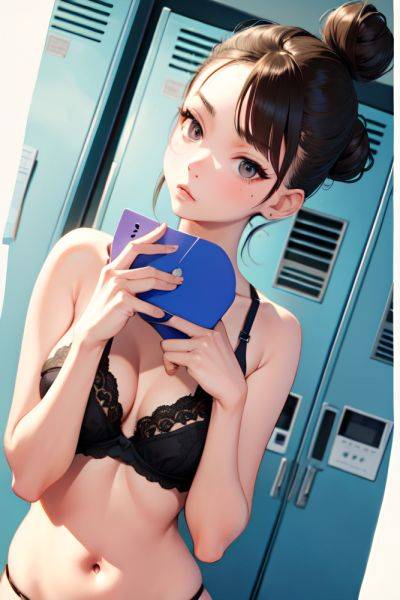 Anime Skinny Small Tits 18 Age Serious Face Brunette Hair Bun Hair Style Light Skin Comic Locker Room Close Up View Plank Lingerie 3689846780500420112 - AI Hentai - aihentai.co on pornsimulated.com