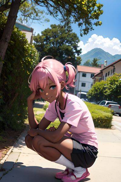 Anime Skinny Small Tits 18 Age Happy Face Pink Hair Pixie Hair Style Dark Skin Soft + Warm Stage Side View Squatting Nurse 3689850646142726386 - AI Hentai - aihentai.co on pornsimulated.com