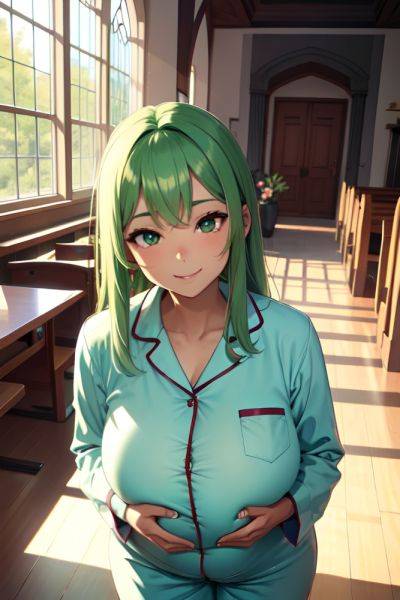 Anime Pregnant Huge Boobs 18 Age Happy Face Green Hair Straight Hair Style Dark Skin Soft Anime Church Front View T Pose Pajamas 3689877701670855717 - AI Hentai - aihentai.co on pornsimulated.com