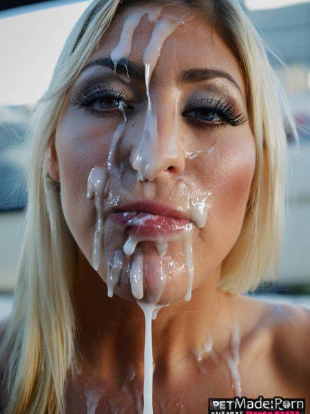 Cum on tits lipstick cumshot aqua long hair fuchsia multicolored hair AI porn - made.porn on pornsimulated.com