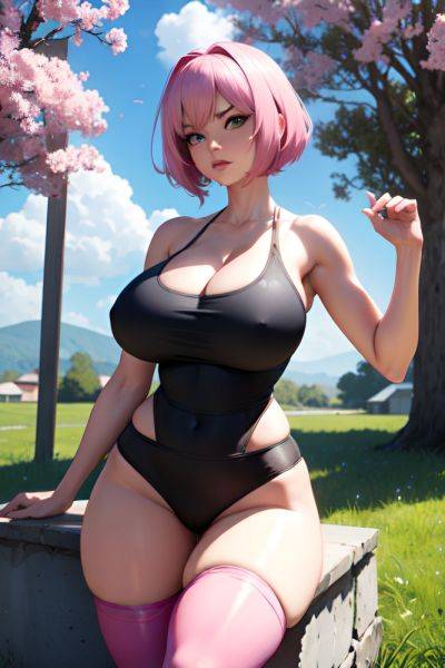 Anime Skinny Huge Boobs 70s Age Serious Face Pink Hair Pixie Hair Style Light Skin 3d Meadow Close Up View Yoga Stockings 3690681722151794313 - AI Hentai - aihentai.co on pornsimulated.com