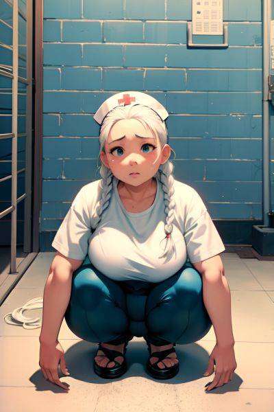 Anime Chubby Small Tits 50s Age Serious Face White Hair Braided Hair Style Light Skin Film Photo Prison Front View Squatting Nurse 3691164905961159704 - AI Hentai - aihentai.co on pornsimulated.com