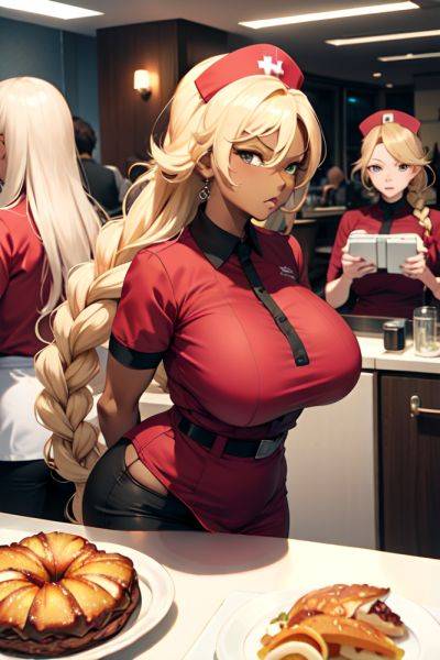 Anime Busty Huge Boobs 50s Age Angry Face Blonde Braided Hair Style Dark Skin Mirror Selfie Cafe Side View Working Out Nurse 3687867658110672408 - AI Hentai - aihentai.co on pornsimulated.com