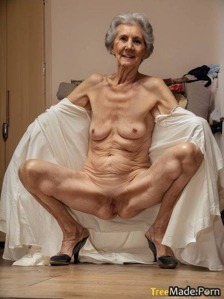 Shaved woman 90 nude photo medium shot looking at viewer AI porn - made.porn on pornsimulated.com