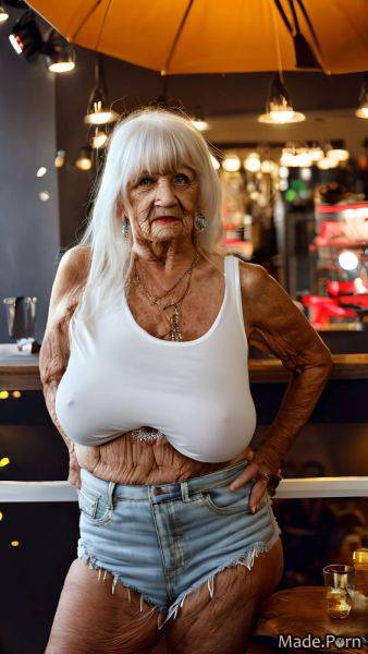 Tank top saggy tits woman daisy dukes emo white hair caucasian AI porn - made.porn on pornsimulated.com