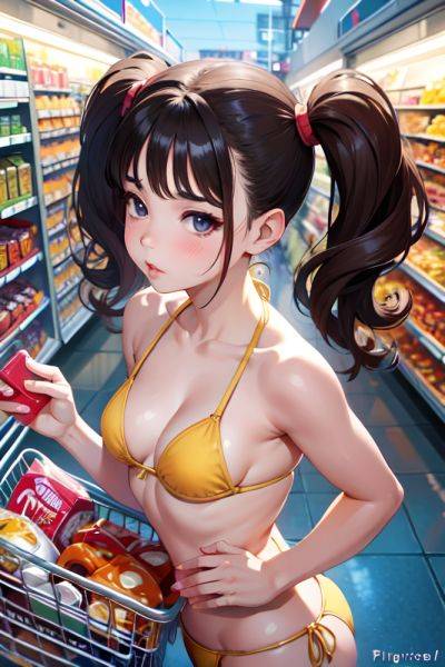 Anime Busty Small Tits 30s Age Pouting Lips Face Brunette Pigtails Hair Style Light Skin Painting Grocery Front View Jumping Bikini 3691203560667103024 - AI Hentai - aihentai.co on pornsimulated.com
