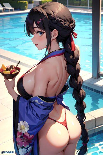 Anime Skinny Huge Boobs 18 Age Happy Face Brunette Braided Hair Style Light Skin Charcoal Pool Back View Eating Kimono 3691242215544736000 - AI Hentai - aihentai.co on pornsimulated.com
