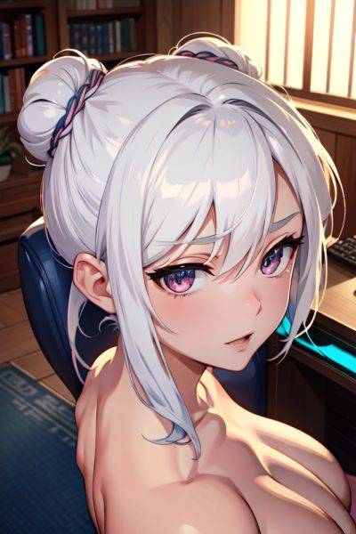 Anime Muscular Small Tits 18 Age Seductive Face White Hair Hair Bun Hair Style Light Skin Illustration Stage Front View Gaming Nude 3691362044961726890 - AI Hentai - aihentai.co on pornsimulated.com