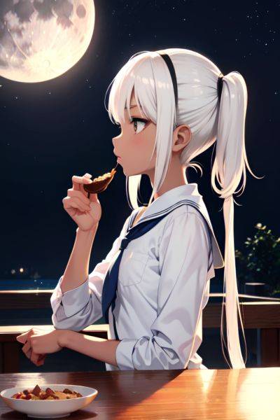 Anime Skinny Small Tits 40s Age Serious Face White Hair Pigtails Hair Style Dark Skin Warm Anime Moon Side View Eating Schoolgirl 3691547587722065268 - AI Hentai - aihentai.co on pornsimulated.com