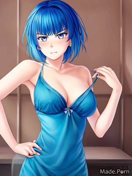 Blue hair bangs hair anime short hair small tits angry short AI porn - made.porn on pornsimulated.com