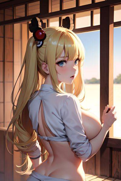 Anime Busty Huge Boobs 30s Age Serious Face Blonde Bangs Hair Style Light Skin Black And White Sauna Back View T Pose Geisha 3691818170663719475 - AI Hentai - aihentai.co on pornsimulated.com
