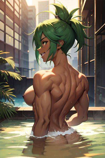 Anime Muscular Small Tits 20s Age Laughing Face Green Hair Messy Hair Style Dark Skin Cyberpunk Party Back View Bathing Partially Nude 3691876152722717075 - AI Hentai - aihentai.co on pornsimulated.com