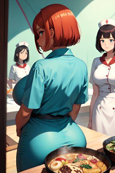 Anime Busty Huge Boobs 40s Age Shocked Face Ginger Bobcut Hair Style Dark Skin Mirror Selfie Tent Back View Cooking Nurse 3691903211016933262 - AI Hentai - aihentai.co on pornsimulated.com