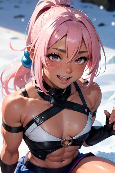 Anime Muscular Small Tits 50s Age Laughing Face Pink Hair Ponytail Hair Style Dark Skin Skin Detail (beta) Snow Close Up View Straddling Mini Skirt 3691980520428823680 - AI Hentai - aihentai.co on pornsimulated.com