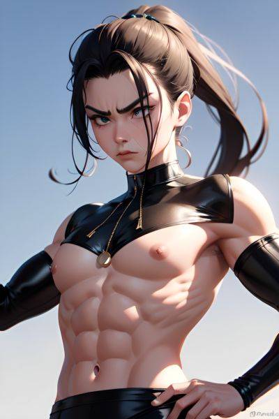 Anime Muscular Small Tits 18 Age Serious Face Black Hair Slicked Hair Style Light Skin 3d Moon Close Up View T Pose Goth 3692274296194322882 - AI Hentai - aihentai.co on pornsimulated.com