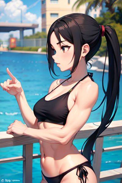 Anime Muscular Small Tits 20s Age Seductive Face Black Hair Pigtails Hair Style Light Skin Comic Stage Side View Yoga Bikini 3692289757905048845 - AI Hentai - aihentai.co on pornsimulated.com