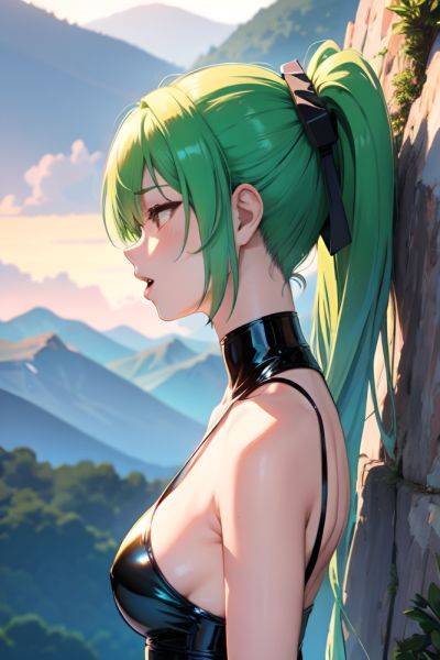 Anime Busty Small Tits 30s Age Ahegao Face Green Hair Ponytail Hair Style Light Skin Soft + Warm Mountains Back View Sleeping Latex 3692312950728596983 - AI Hentai - aihentai.co on pornsimulated.com