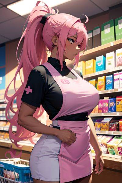 Anime Muscular Huge Boobs 18 Age Ahegao Face Pink Hair Ponytail Hair Style Dark Skin Painting Grocery Side View T Pose Nurse 3692343871882063936 - AI Hentai - aihentai.co on pornsimulated.com