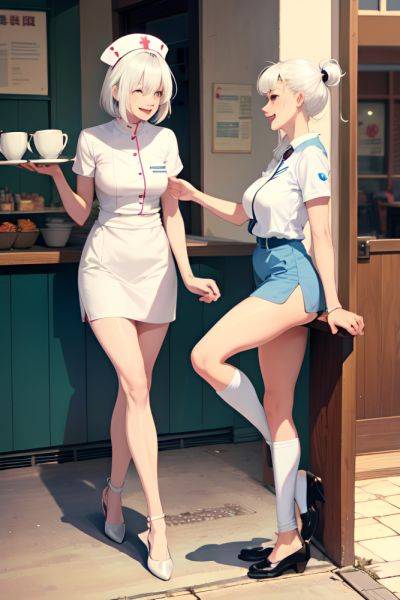 Anime Skinny Small Tits 80s Age Laughing Face White Hair Bangs Hair Style Light Skin Crisp Anime Cafe Side View Massage Nurse 3692432780471978895 - AI Hentai - aihentai.co on pornsimulated.com