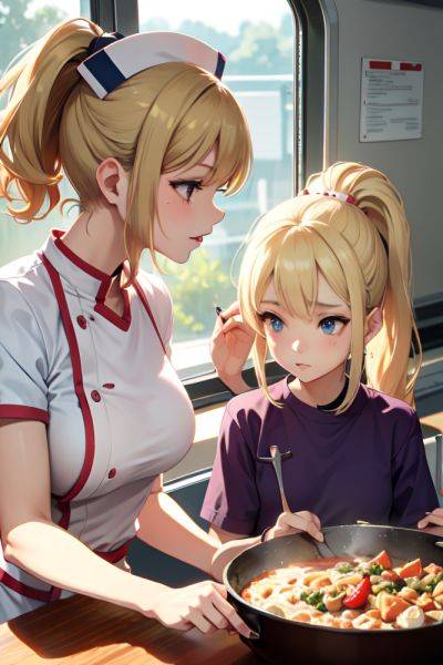 Anime Skinny Small Tits 60s Age Seductive Face Blonde Ponytail Hair Style Light Skin Illustration Train Close Up View Cooking Nurse 3692475297882422174 - AI Hentai - aihentai.co on pornsimulated.com