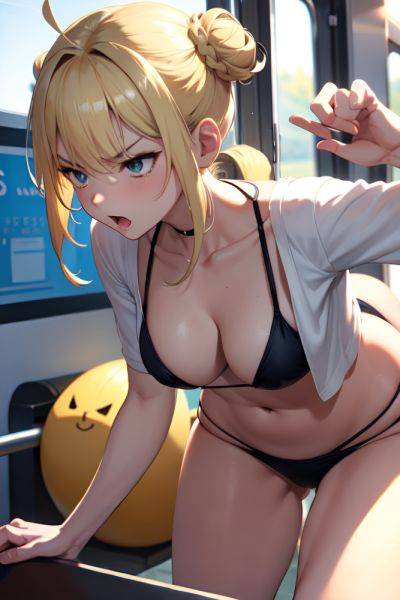Anime Busty Small Tits 20s Age Angry Face Blonde Hair Bun Hair Style Light Skin Black And White Train Side View Bending Over Bikini 3692556475376120325 - AI Hentai - aihentai.co on pornsimulated.com