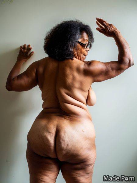 Glasses muscular looking back woman bodybuilder 80 thighs AI porn - made.porn on pornsimulated.com